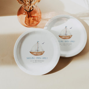 Sailing Into One Nautical Birthday Paper Plate
