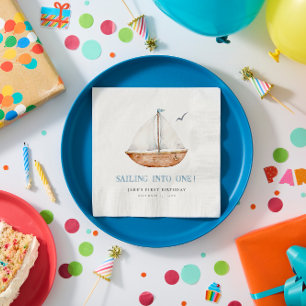 Sailing Into One Nautical Birthday Party  Napkin