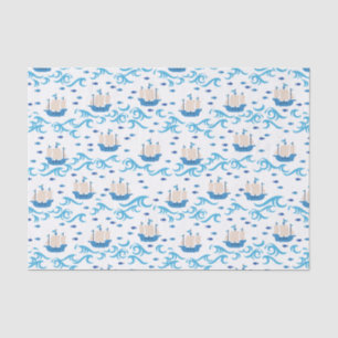 Sailing into Summer Bliss: Vintage Ships and Blue  Tissue Paper