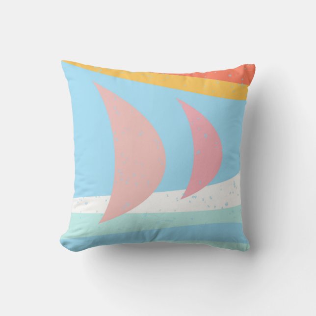 Sailing Into The Sunset Pastel Print Cushion (Front)