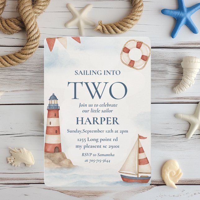 Sailing Into Two Nautical Birthday | Ahoy Invitation (Creator Uploaded)