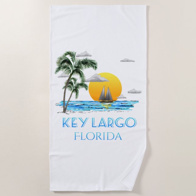 Sailing Key Largo Florida Keys Beach Towel (Front)