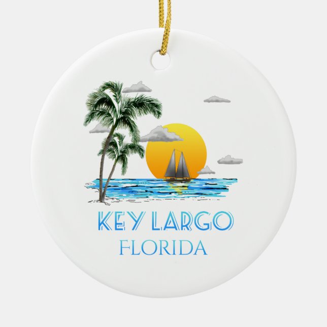 Sailing Key Largo Florida Keys Ceramic Ornament (Front)