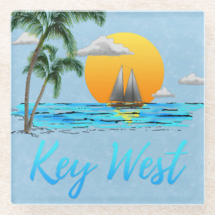 Sailing Key West Florida Glass Coaster