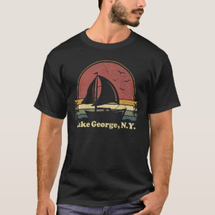 Sailing Lake George New York Vintage Sail Boat Sai T-Shirt