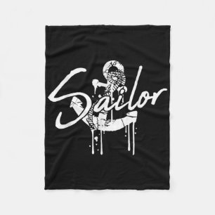 Sailing Logo Symbol Square Sailboat Ship Captain C Fleece Blanket