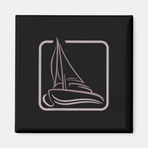 Sailing Logo Symbol Square Sailboat Ship Captain C Magnet