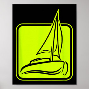 Sailing Logo Symbol Square Sailboat Ship Captain C Poster