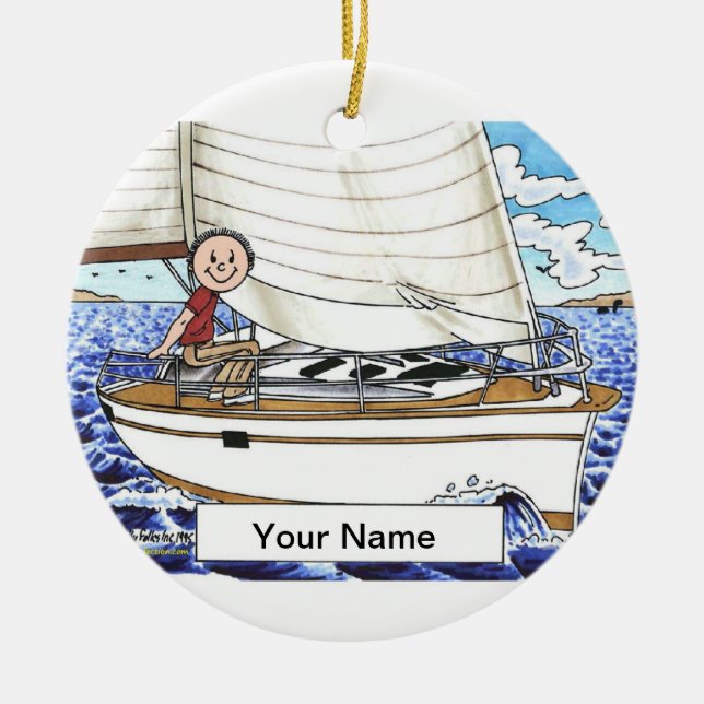 Sailing - Male Ceramic Tree Decoration (Front)