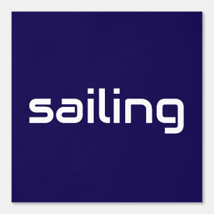 SAILING Modern White Text Navy Blue Background Wallpaper