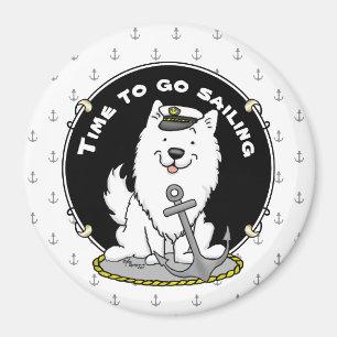 Sailing Nautical American Eskimo Dog Cute Eskie Magnet
