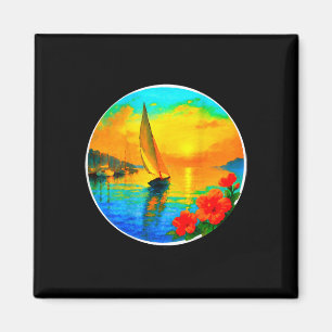 Sailing Nautical Boat Lovers Tee-sunset Cruise Ckp Magnet
