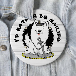 Sailing Nautical Boating American Eskimo Dog Cute 6 Cm Round Badge