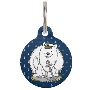 Sailing Nautical Boating American Eskimo Dog Cute Pet Tag
