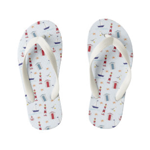 Sailing Ocean Nautical Lighthouse Anchor Sail Boat Kid's Thongs