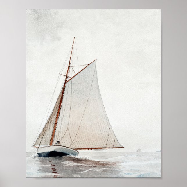 Sailing off Gloucester by Winslow Homer Poster (Front)