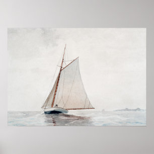 Sailing off Gloucester (ca.1880) by Winslow Homer Poster