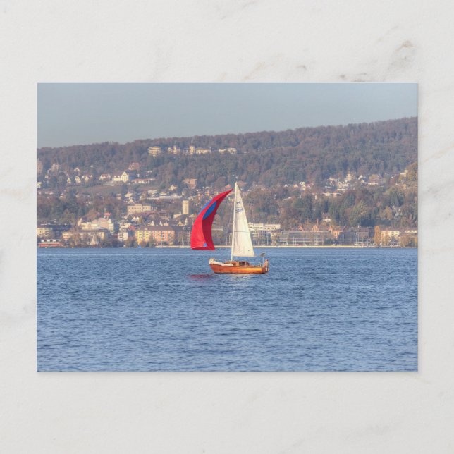 Sailing On Lake Zurich  Postcard (Front)