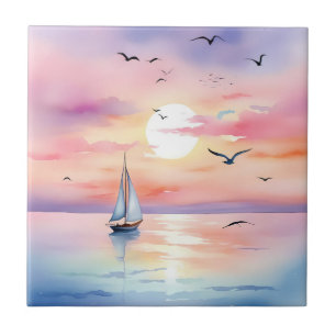 Sailing on the Calm Sea Ceramic Tile