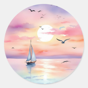 Sailing on the Calm Sea Classic Round Sticker