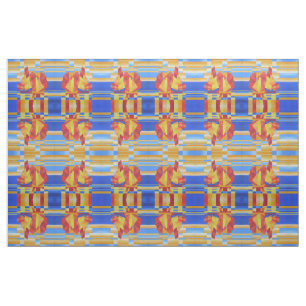 Sailing on the Seven Seas So Blue Cubist Abstract Fabric