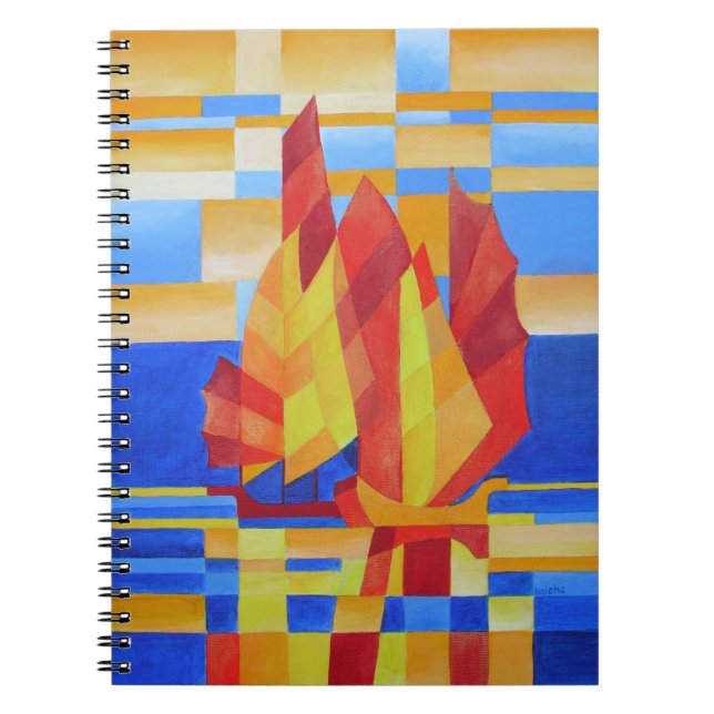 Sailing on the Seven Seas So Blue Cubist Abstract Notebook (Front)