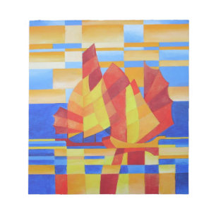 Sailing on the Seven Seas So Blue Cubist Abstract Notepad