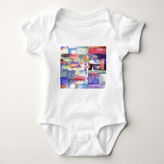 SAILING ON THE WATER Boat Watercolor Paining Baby Bodysuit (Front)