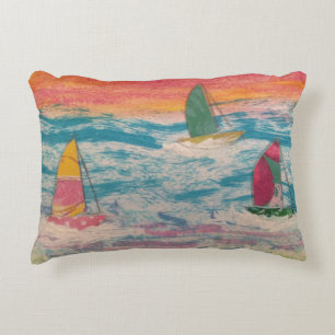 Sailing Orange Sky Decorative Cushion