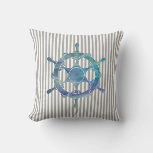 Sailing Painting Stripe Nautical Throw Pillow