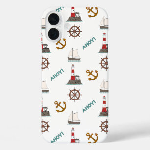 Sailing Pattern Colour on White iPhone 16 Plus Case