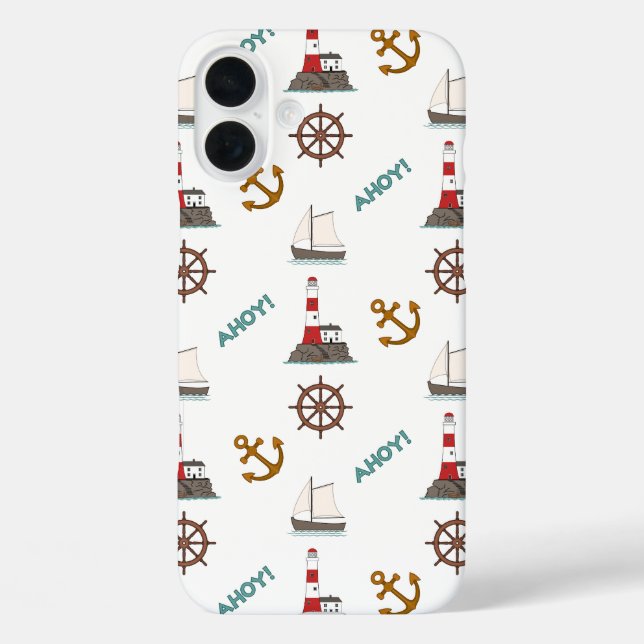 Sailing Pattern Colour on White Case-Mate iPhone Case (Back)