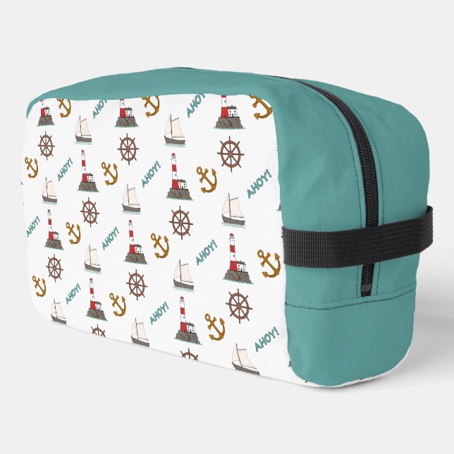 Sailing Pattern Colour on White Dopp Kit (Left Corner)