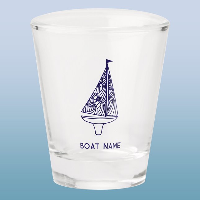 Sailing Personalised Boat Name Shot Glass (Personalized boat or captain name yachting sailing shot glass)
