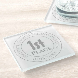 Sailing Regatta 1st Prize Trophy Award Glass Coaster
