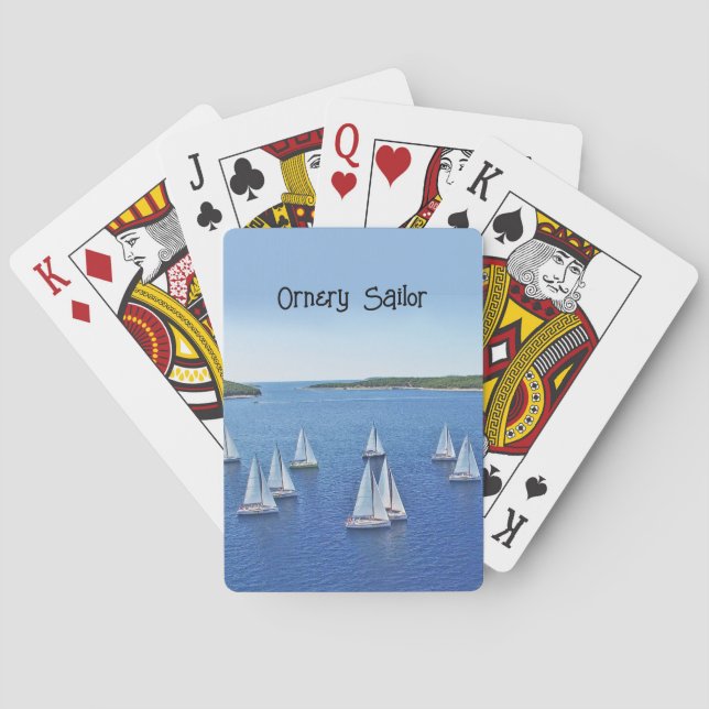 Sailing Regatta in a Bay Area personalise Playing Cards (Back)