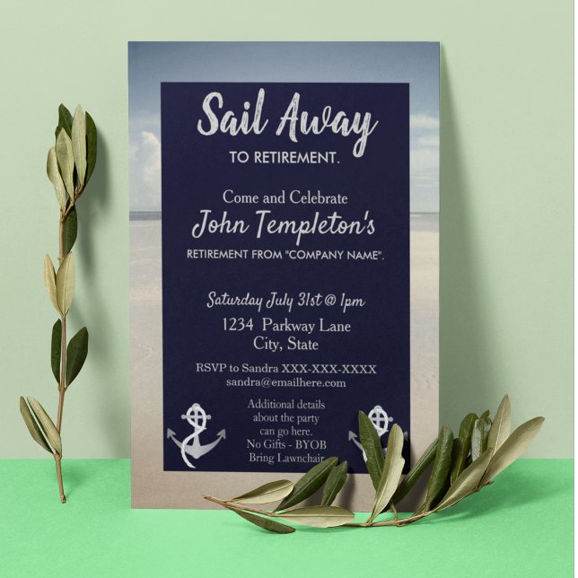 Sailing Retirement Party Invitations Sail Away (Creator Uploaded)