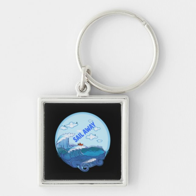 Sailing - Sail Away Sail To Freedom Keychain (Front)