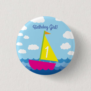 Sailing Sail Boat Cute Boy Kid's Birthday Party 3 Cm Round Badge