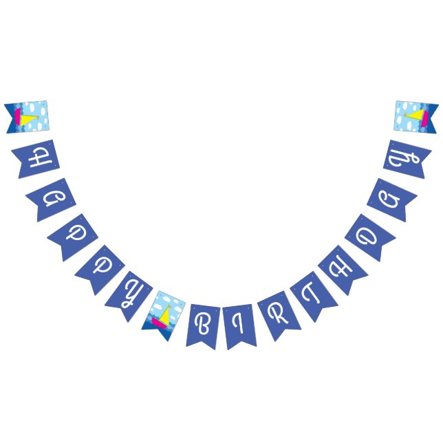 Sailing Sail Boat Cute Kids Birthday Party Bunting (All)