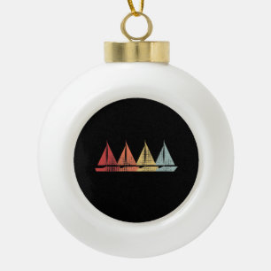 Sailing Sail Boat Retro Ceramic Ball Christmas Ornament