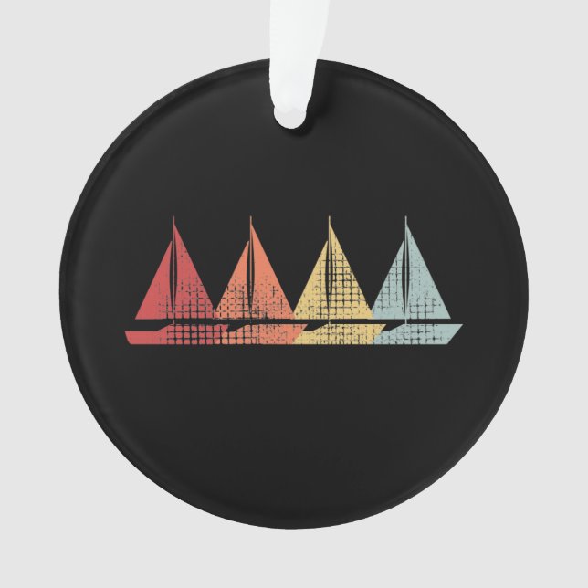 Sailing Sail Boat Retro Ornament (Front)