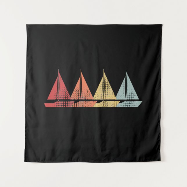 Sailing Sail Boat Retro Tapestry (Front)