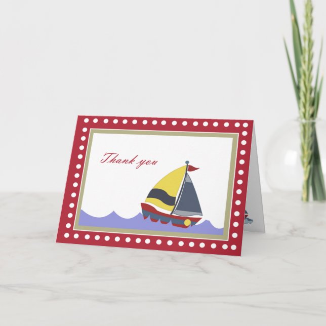 Sailing Sail Boat Thank you Note Cards (Front)
