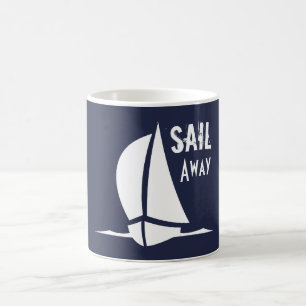 Sailing Sail Sailboat Navy and White Coffee Mug