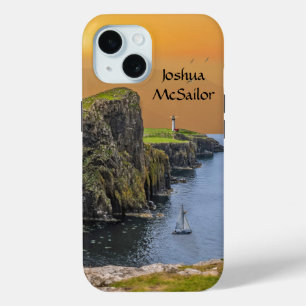 Sailing Sailboat and Lighthouse Personalise name iPhone 15 Case