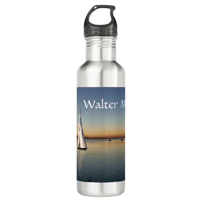 Sailing Sailboat at dusk Personalise with name 710 Ml Water Bottle (Front)