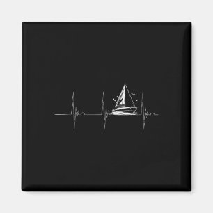 Sailing Sailboat Heartbeat Ekg Pulse Boating Sail Magnet