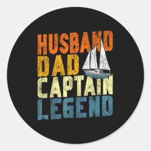 Sailing sailboat retro vintage husband dad captain classic round sticker