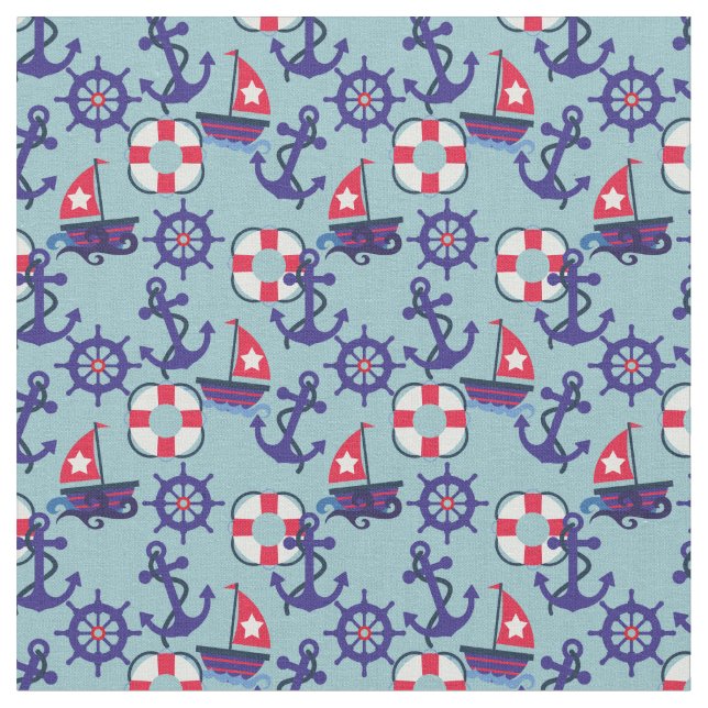 Sailing, Sailing | Nautical | Red, White and Blue Fabric (Close Up)